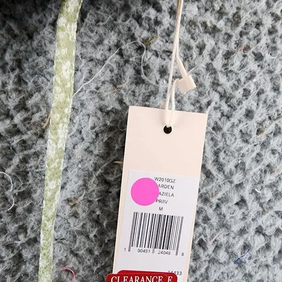 Eberjey Graziela Bikini Top Women's M Pear/Ivory Floral Ruffle Trim Tie Closure - Picture 5 of 15